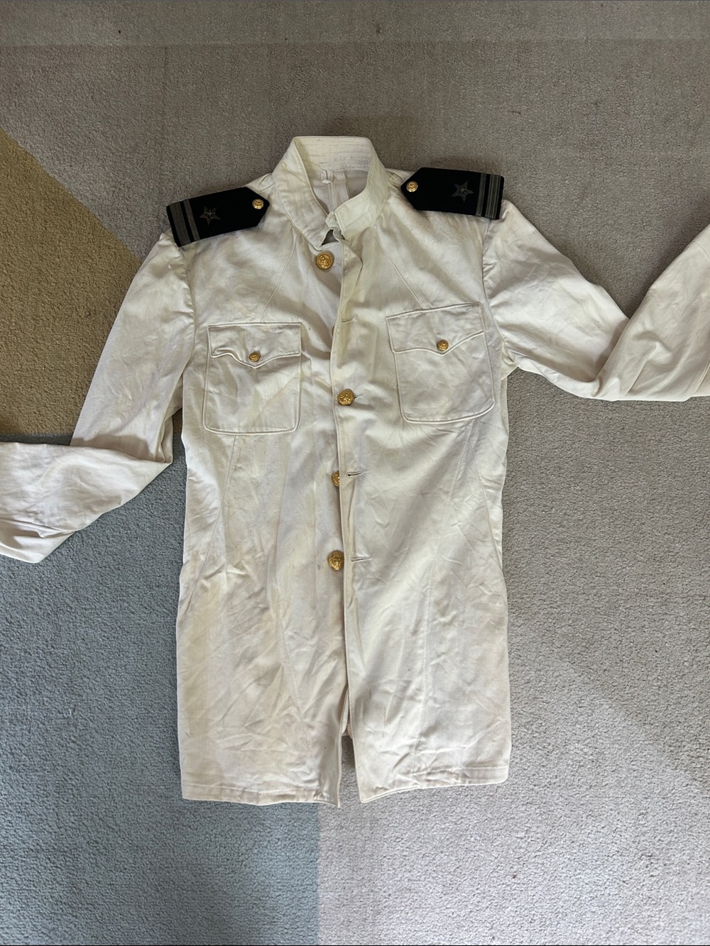 White Military-Style Button Front Jacket with Epaulettes - Picture 3 of 7